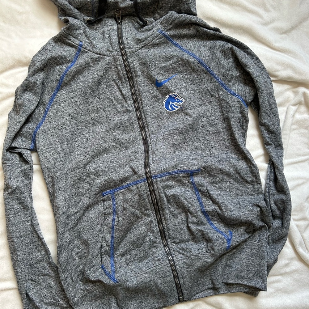 Boise State Gray Nike Zip-Up Hoodie